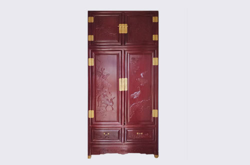 青海高端中式家居装修深红色纯实木衣柜