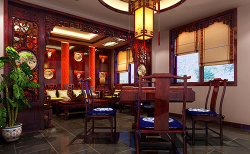 青海古典中式风格茶楼包间设计装修效果图