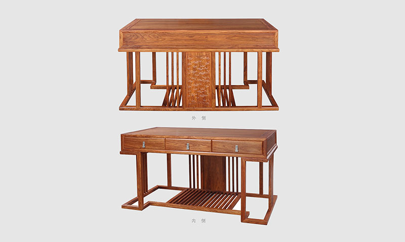 青海 别墅中式家居书房装修实木书桌效果图