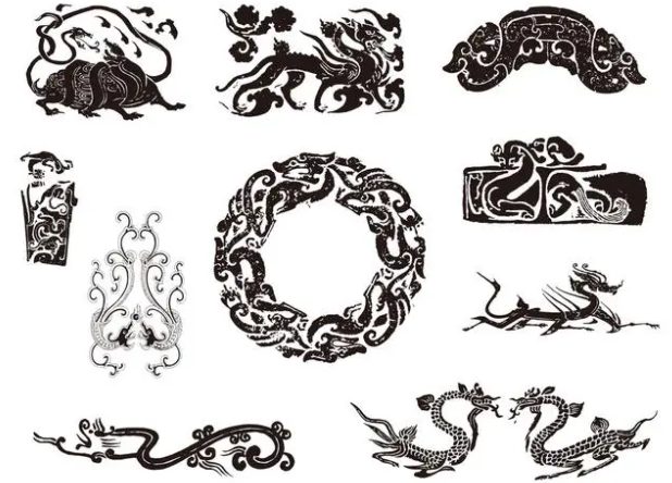 青海龙纹和凤纹的中式图案